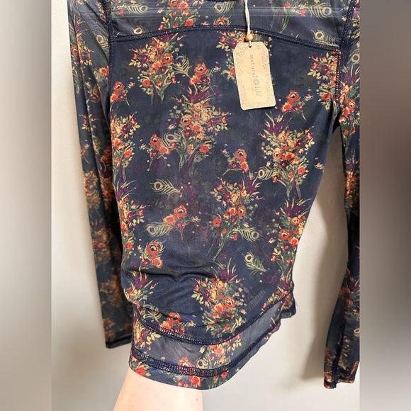 NEW Natural Life Sloane Mesh Long Sleeve Top Navy Floral Women’s XS - Picture 6 of 8
